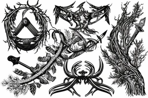 sword wrapped in branches going down my back tattoo idea