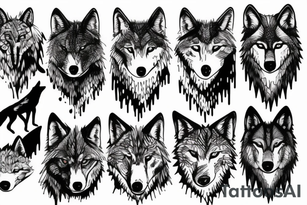 wolf hunting in the forest tattoo idea