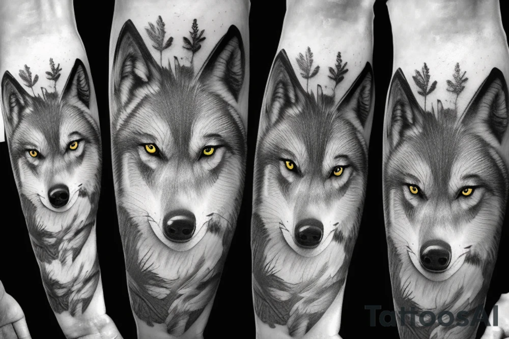 wolf pack in the forest tattoo idea