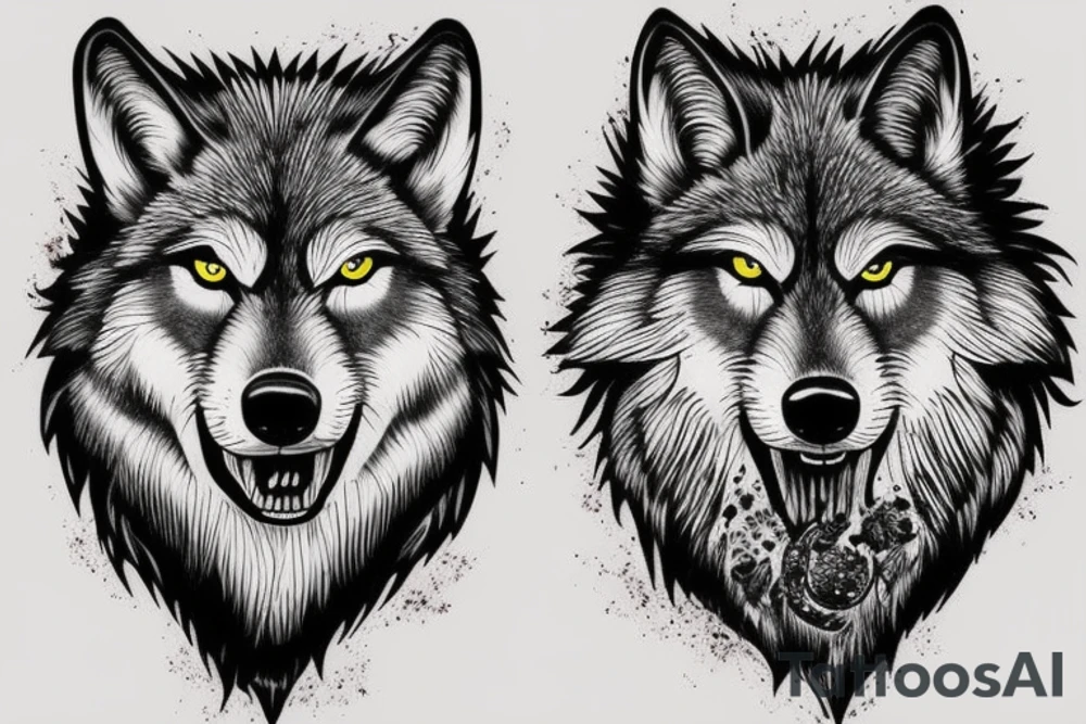 angry wolf tattoo idea