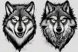 angry wolf tattoo idea