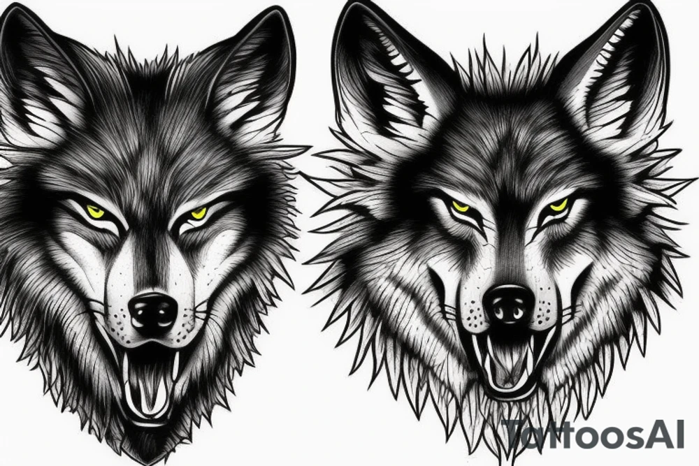 angry wolf tattoo idea
