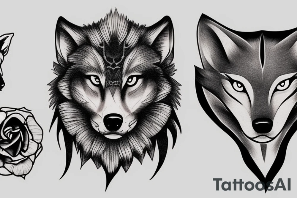 half wolf, half skull tattoo idea