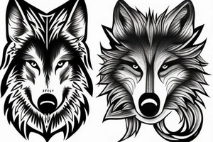 half wolf, half skull tattoo idea