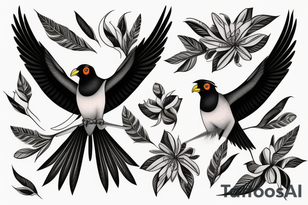 Two Mynah birds on each side of chest tattoo idea