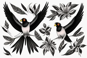 Two Mynah birds on each side of chest tattoo idea