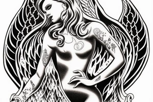 Angel on chest tattoo idea