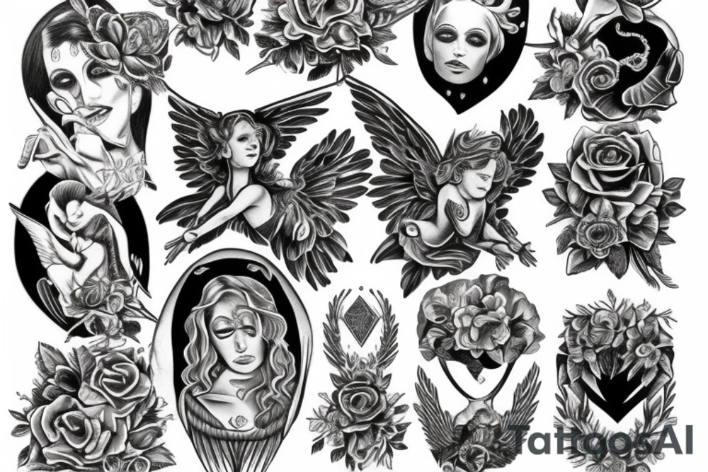 Angel on chest tattoo idea