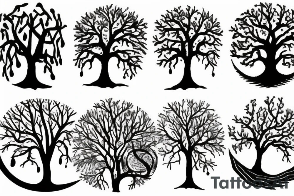 tree and moon tattoo idea