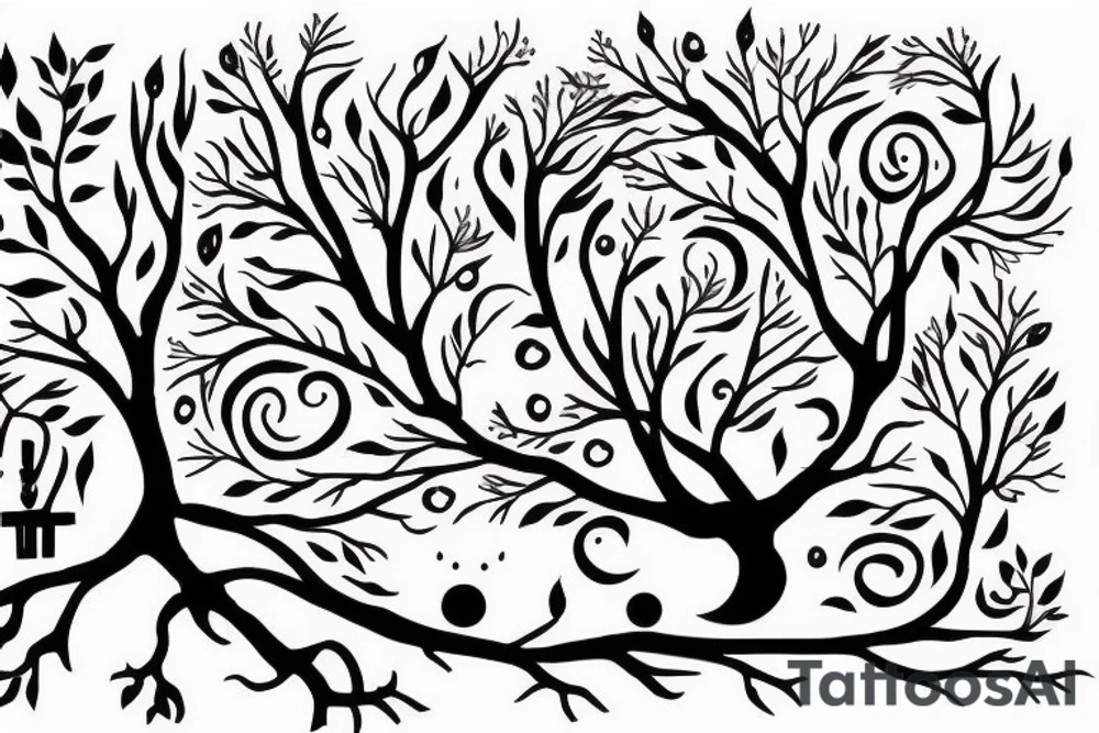 tree and moon tattoo idea