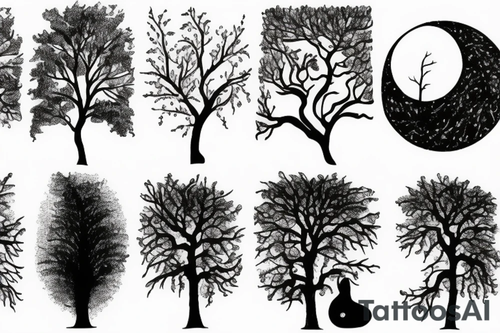 tree and moon tattoo idea