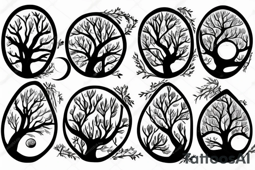 tree and moon tattoo idea