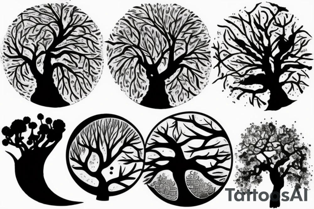 tree and moon tattoo idea