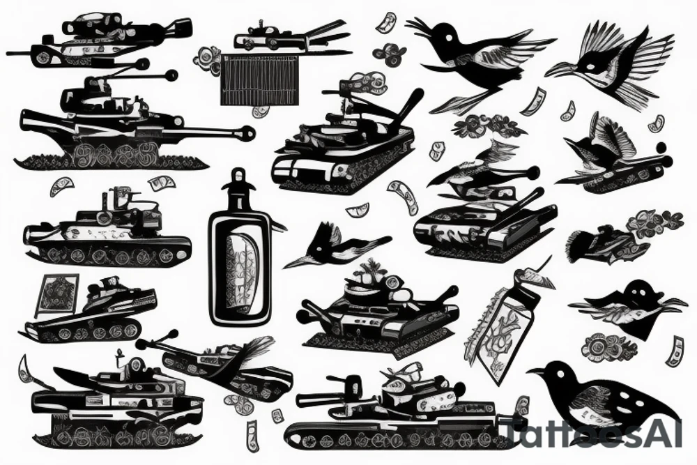 A bird driving a tank tattoo idea