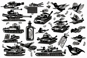A bird driving a tank tattoo idea