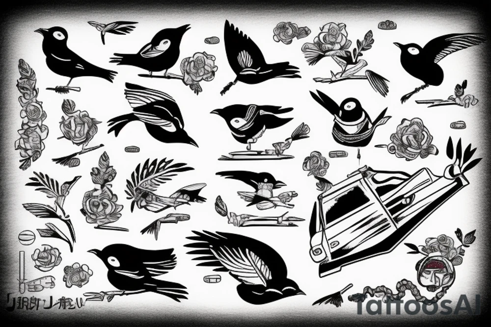 A bird driving a tank tattoo idea