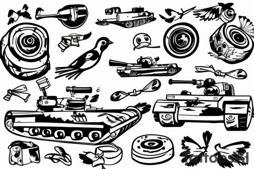 A bird driving a tank tattoo idea