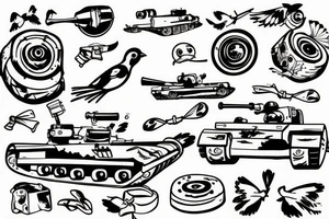 A bird driving a tank tattoo idea