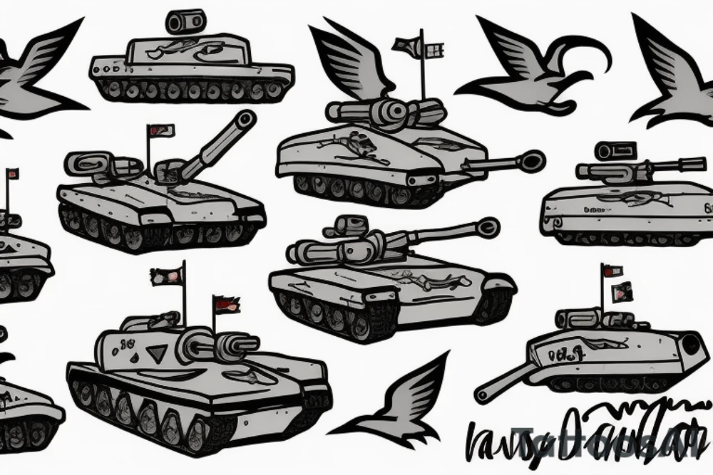 A bird driving a tank tattoo idea
