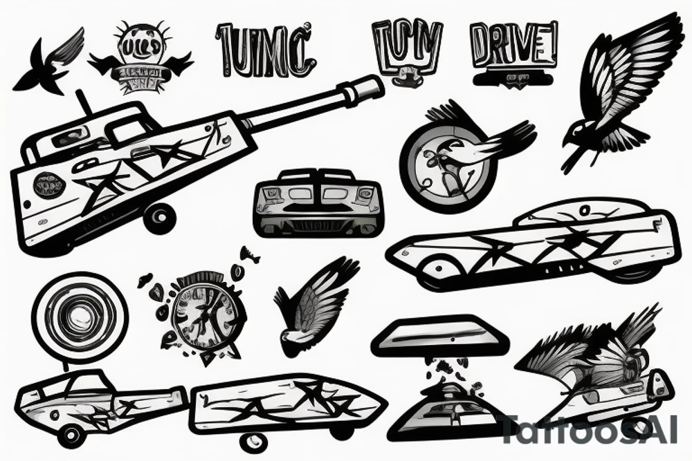 A bird driving a tank tattoo idea