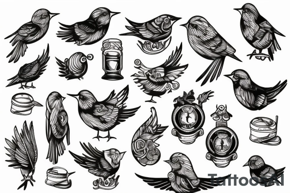 Irish themed bird tattoo idea