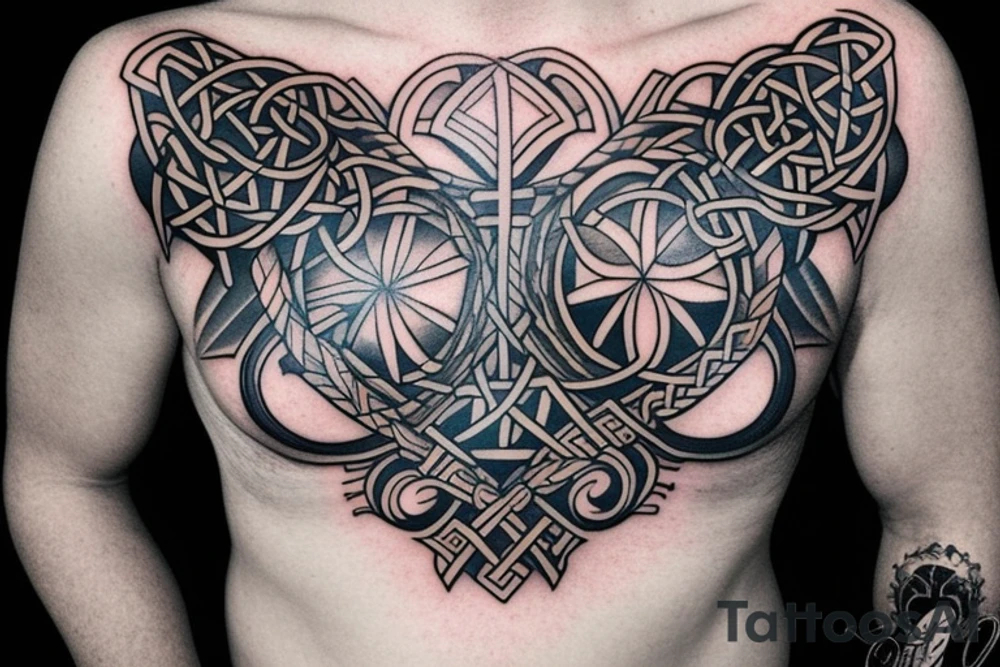 Irish themed chest tattoo idea