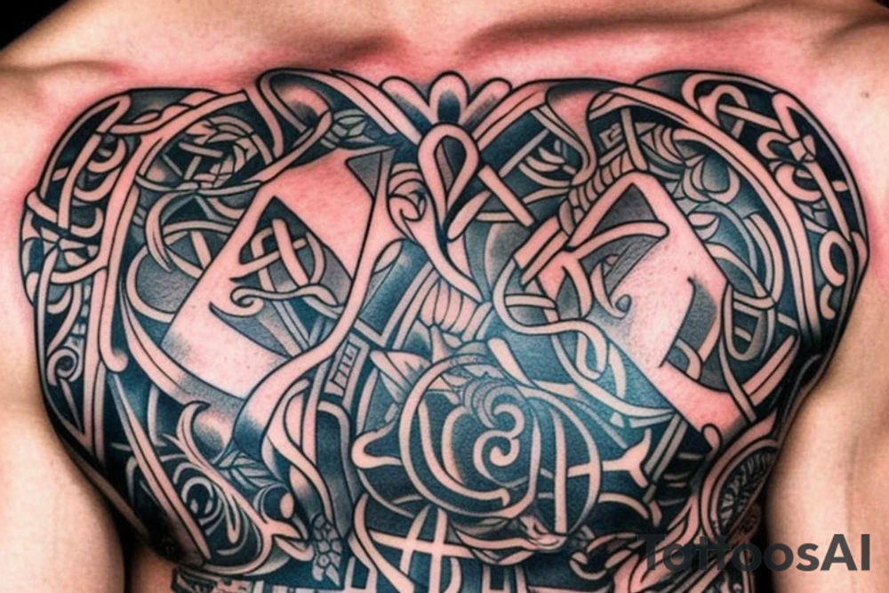Irish themed chest tattoo idea