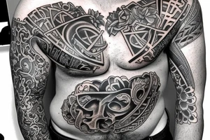 Irish themed half chest tattoo idea