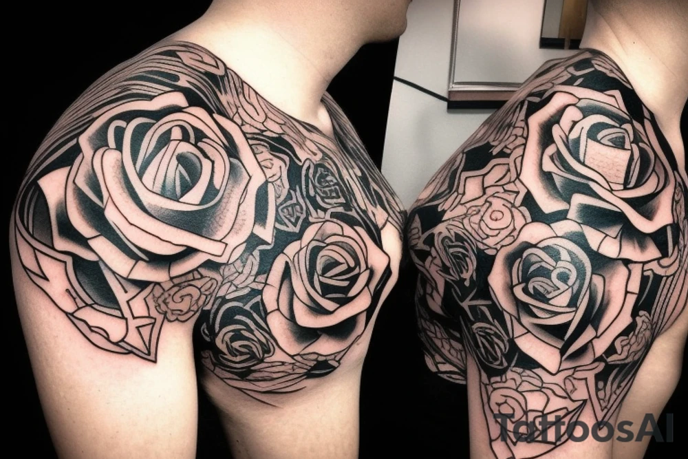 Irish and rose shoulder tattoo idea