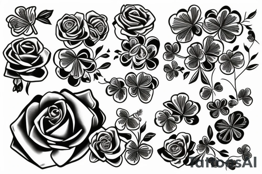 Shamrock and rose shoulder tattoo idea