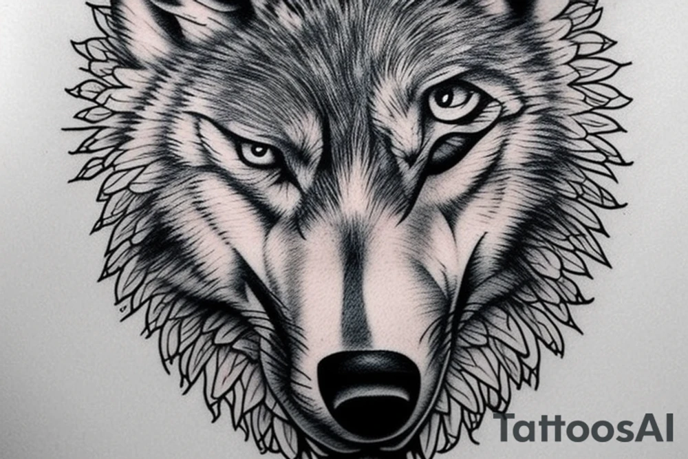 realistic wolf tattoo idea