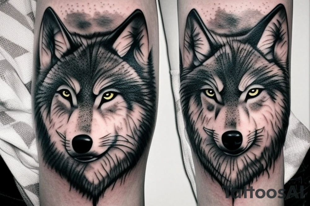 realistic wolf tattoo idea