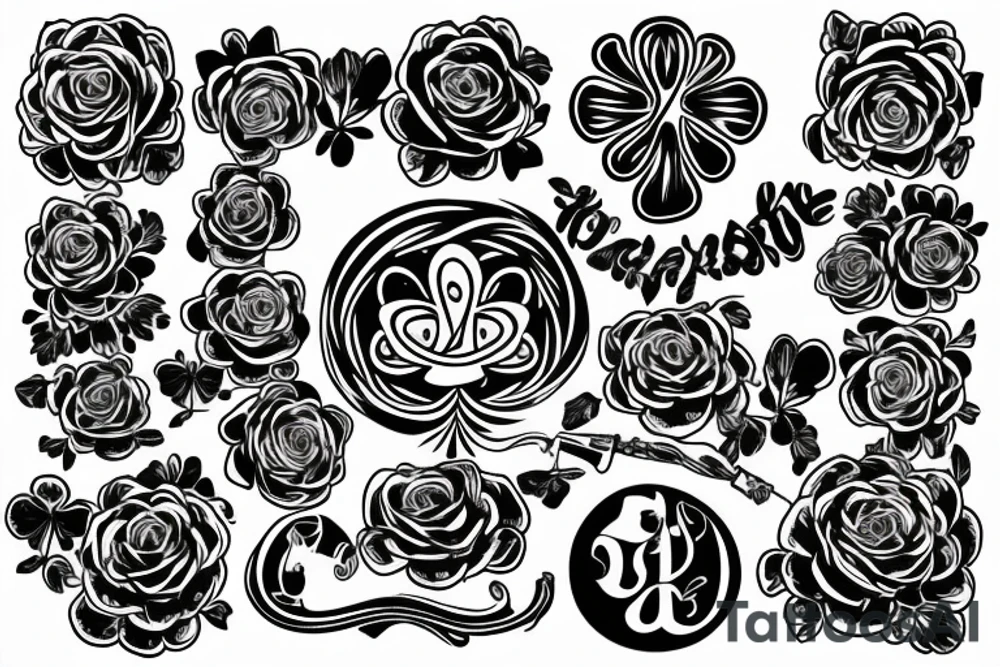 Shamrock and rose shoulder tattoo idea