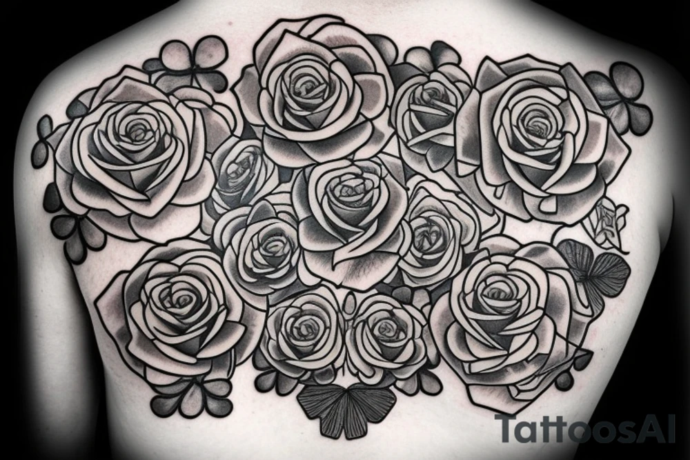 Shamrock and rose shoulder tattoo idea