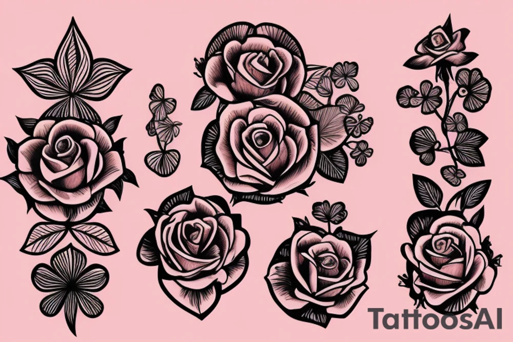 Shamrock and rose shoulder tattoo idea