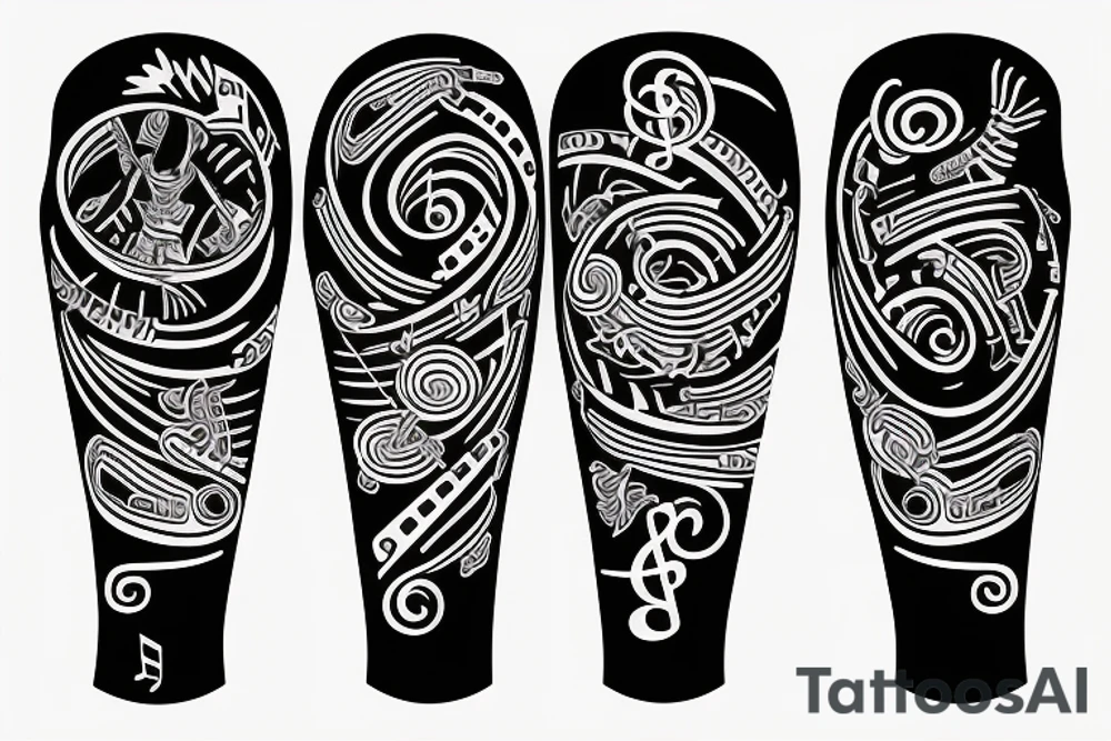 Musical sleeve with a piano on it tattoo idea
