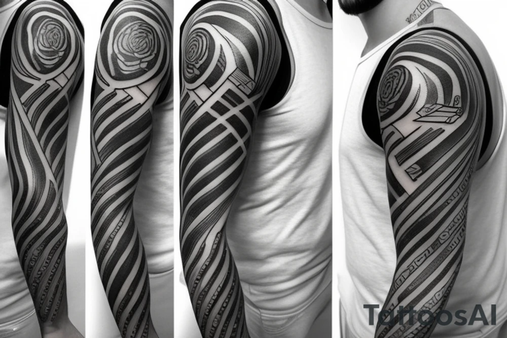 Half sleeve, grand piano tattoo idea