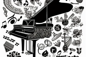 Half sleeve, grand piano, music tattoo idea