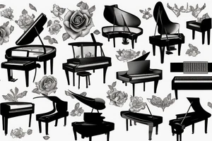 Half sleeve, grand piano, music tattoo idea