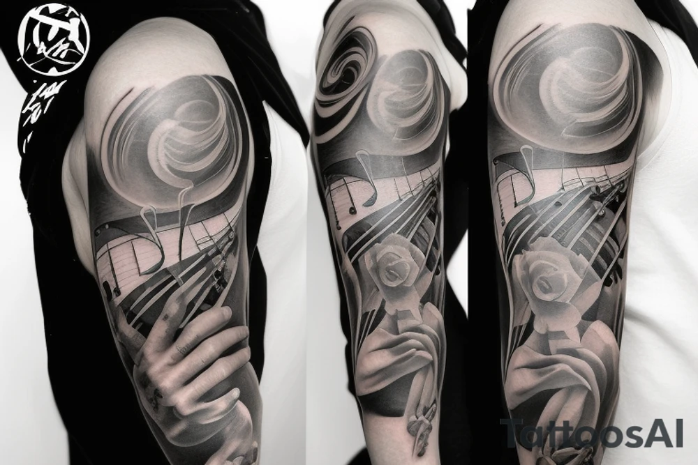 Half arm sleeve, grand piano, music tattoo idea