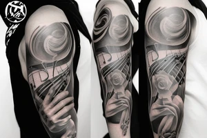 Half arm sleeve, grand piano, music tattoo idea
