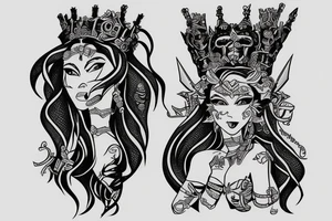 Princess warrior standing on rainbow tattoo idea