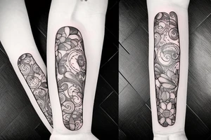 Musical arm sleeve, grand piano and half arm sleeve tattoo idea