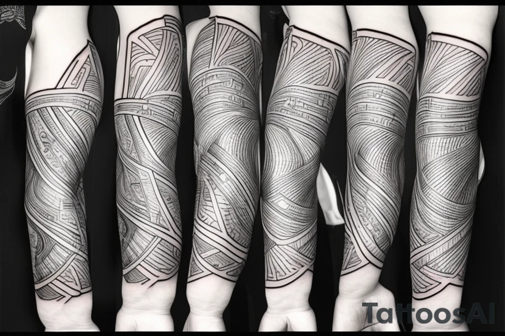 Musical arm sleeve, grand piano and half arm sleeve tattoo idea
