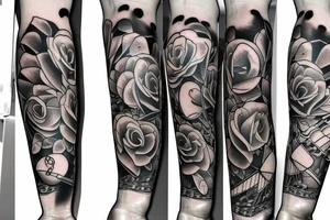 Musical arm sleeve, grand piano and half arm sleeve tattoo idea