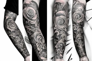 Musical arm sleeve, grand piano and half arm sleeve tattoo idea