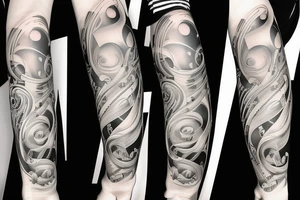 Musical arm sleeve, grand piano and half arm sleeve tattoo idea