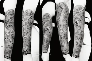 Musical arm sleeve, grand piano and half arm sleeve tattoo idea