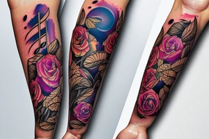 Musical arm sleeve, grand piano and half arm sleeve tattoo idea