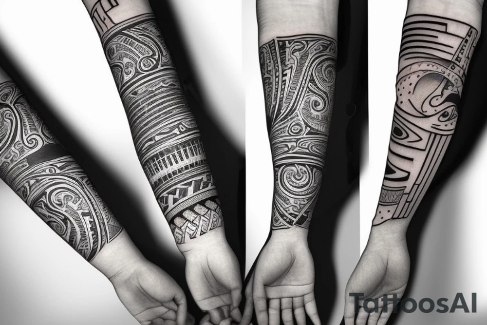 Musical arm sleeve, grand piano and half arm sleeve tattoo idea